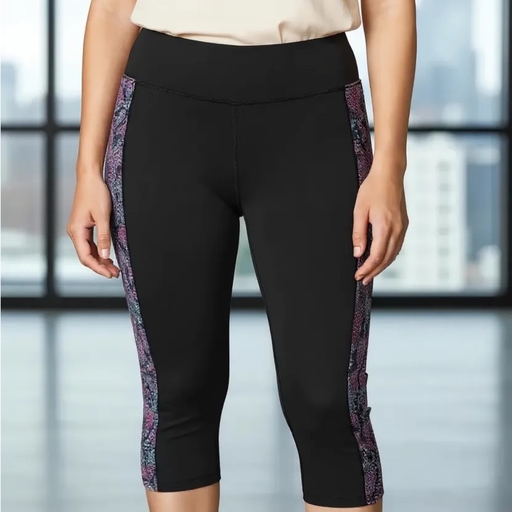Marika Tek Athletic Stretchy Black Capri Leggings Size L